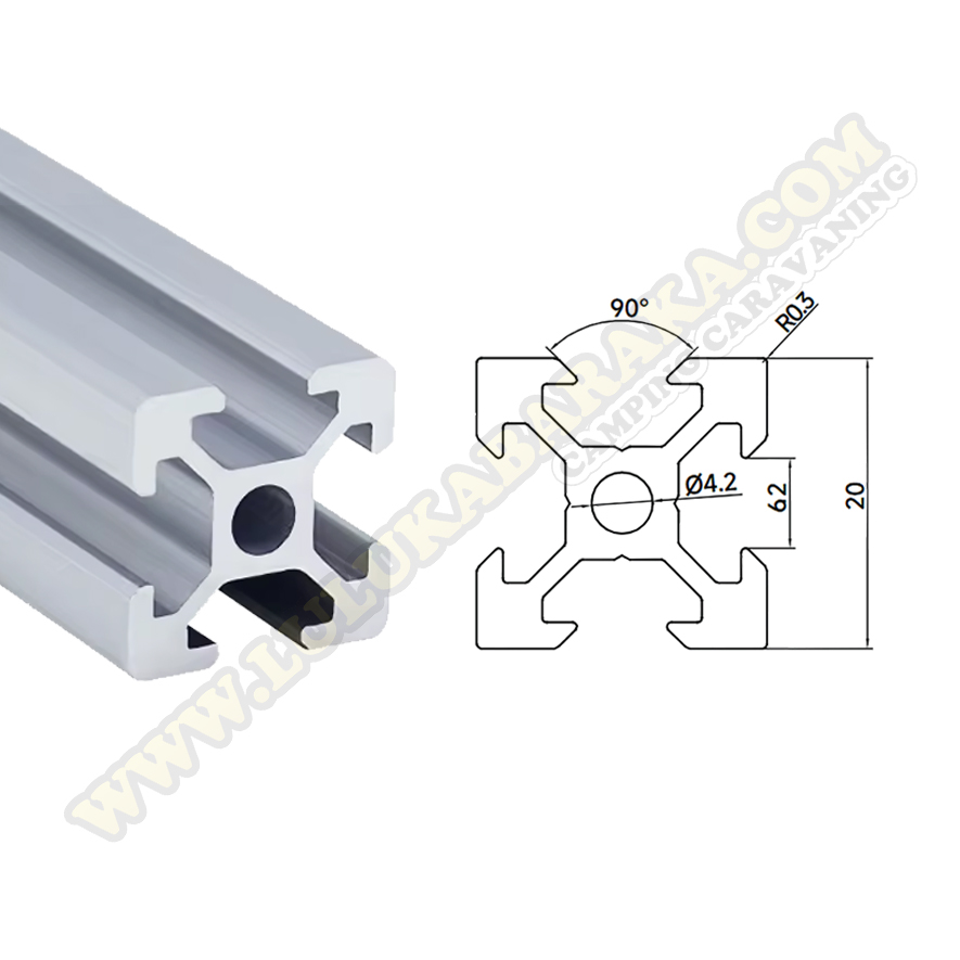 Perfil de aluminio estructural 2020