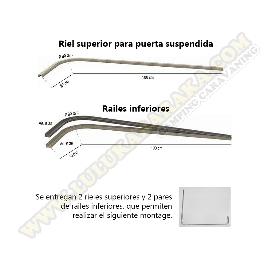 Juego de guías para persiana ducha gran volumen